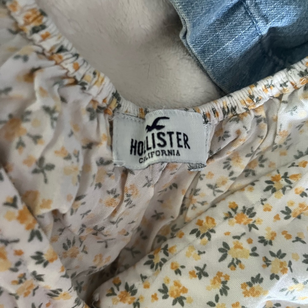 Hollister Cream Blouse with Yellow Floral Design
